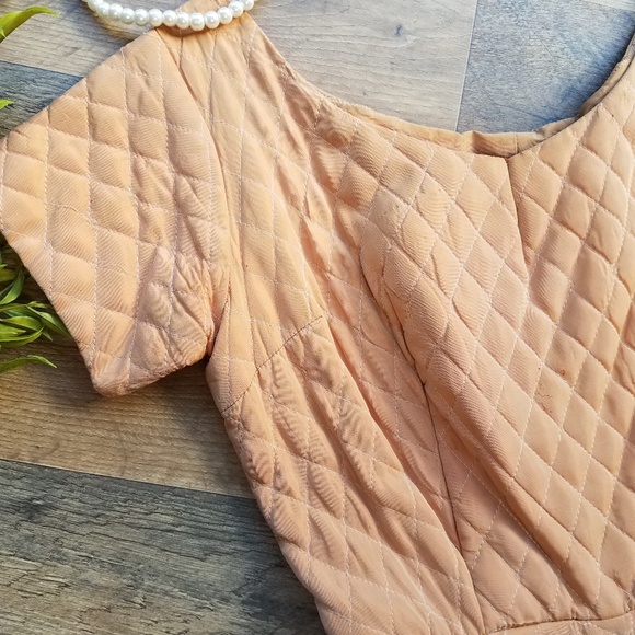 Vintage Quilted Peach Dress - Picture 2 of 8